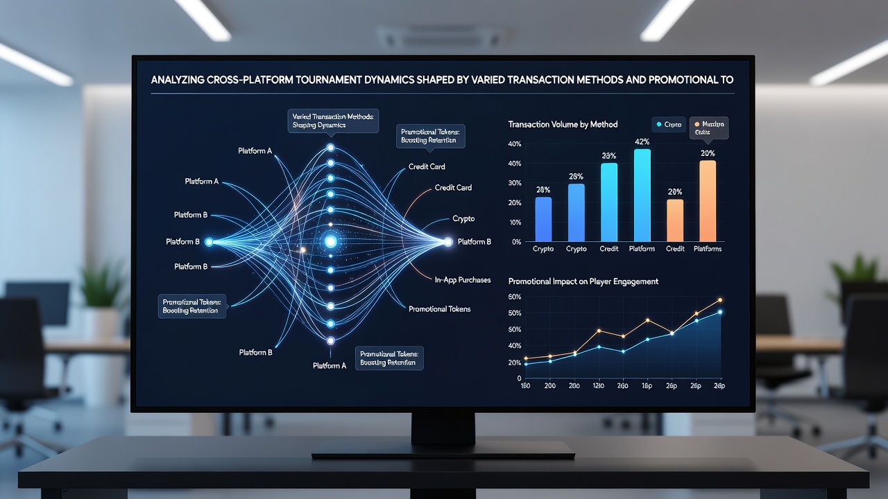 Analytics dashboard displaying transaction flows and promotional impact metrics for tournament platforms