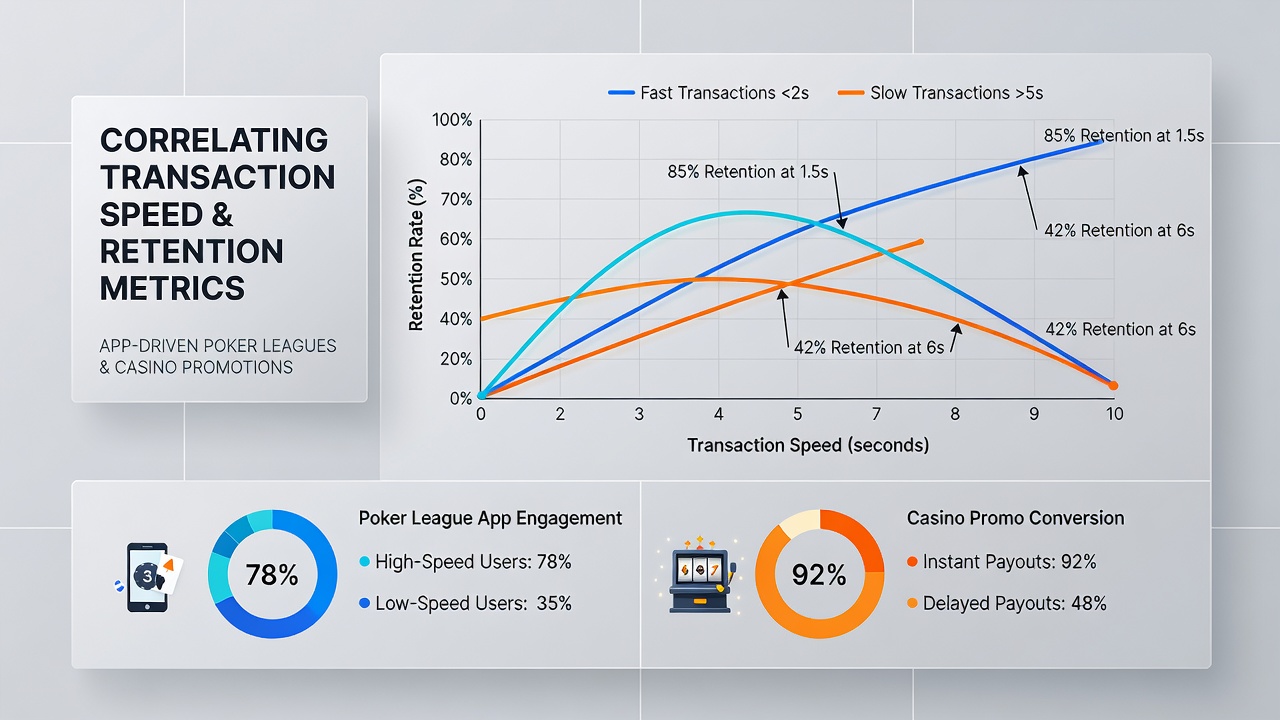 Analytics dashboard displaying retention curves alongside average transaction completion times for casino promotions