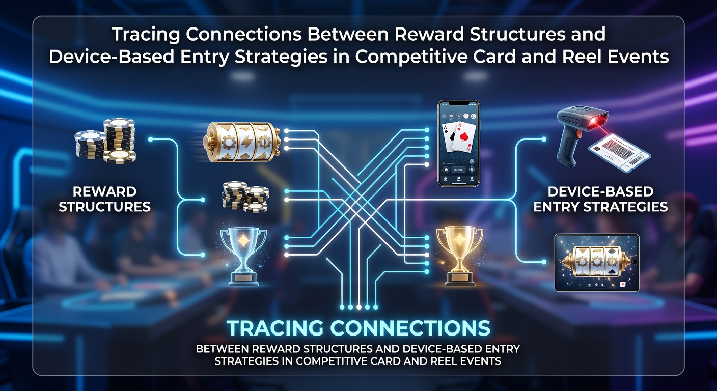 Diagram showing reward structures linked to mobile and desktop entry points in card and reel tournaments